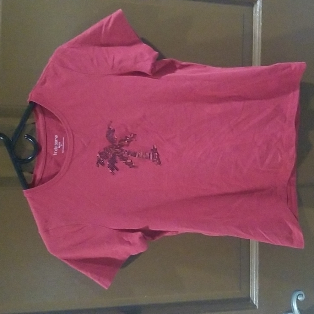Liz Claiborne petite sequin palm tee